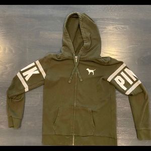 Victoria’s Secret PINK, green zip up hoodie